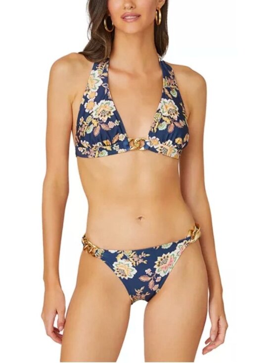 Shoshanna Other - NWT Shoshanna Floral Printed Halter Bikini Top with Chain Blue C Cup $165 [jb]